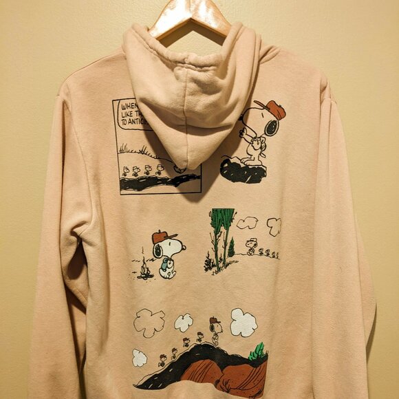 Peanuts Snoopy Beige Tan Graphic Hoodie Men Large - Picture 2 of 12